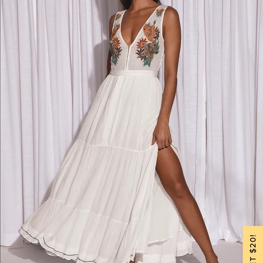Lulus Tickets To Paradise White Embroidered Maxi Dress
